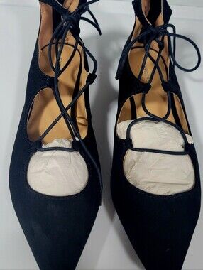Express Lace-Up Black Pointed Toe Women's Flats